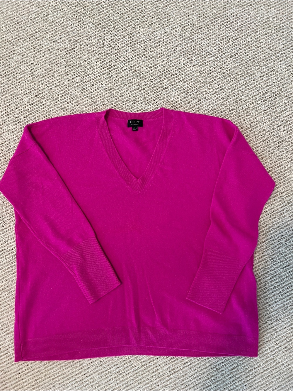 J. Crew Women's Cashmere V-Neck Sweater in Fuchsia Pink